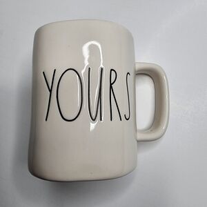 Rae Dunn YOURS Mug Ceramic White Cup Collection Black Letters Farmhouse